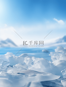 冬天背景图片_蓝色冰块冰雪产品特写摄影背景(8)