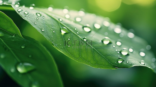 雨水滴在绿色的叶子2背景