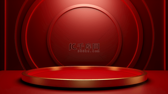 红色简约圆环装饰背景2