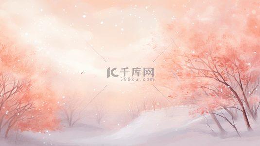 冬天渐变背景图片_流行色柔和桃色冬天风景背景