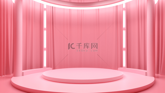 粉色电商装饰美妆展台背景10