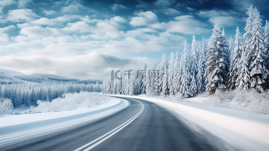 道路山路背景图片_山路弯弯曲曲冬天雪景3背景