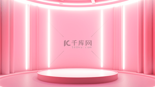粉色电商装饰美妆展台背景7