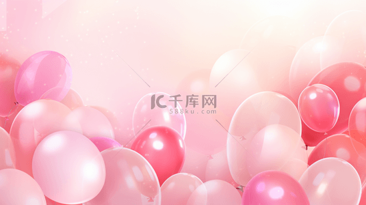 气球糖果背景图片_流行芭比粉情人节气球背景