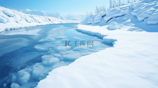 冬季寒冷冰河雪景图片1