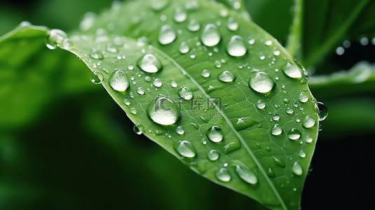 雨水滴在绿色的叶子8图片