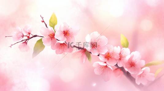 粉色桃花唯美背景背景图片_粉色桃花唯美插画3背景图