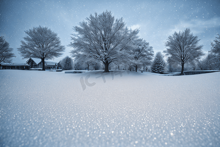 寒冷冬季户外积雪树木风景图73