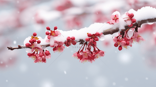 冬季一枝梅花雪景风景图片13