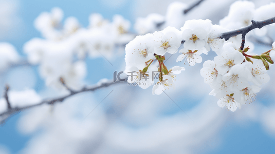 冬季一枝梅花雪景风景图片1