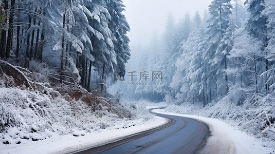 道路山路背景图片_山路弯弯曲曲冬天雪景7背景