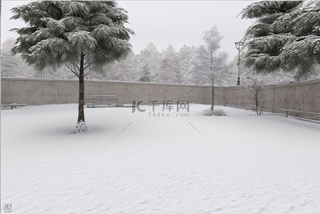 寒冷冬季白色雪景图401