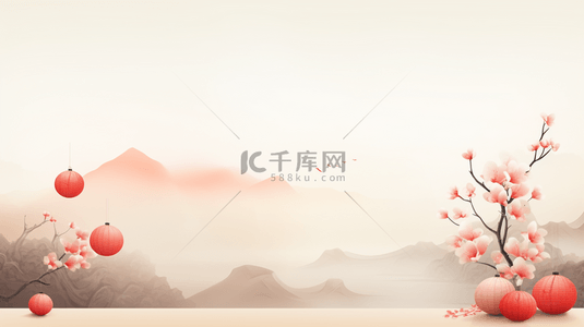 粉色淡雅中国风春节装饰背景15