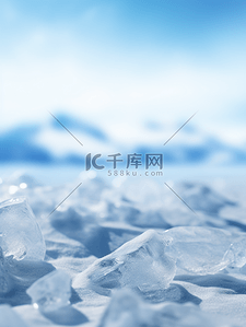 蓝色冬天背景背景图片_蓝色冰块冰雪产品特写摄影背景(5)