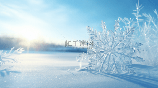 冬季雪花背景图片_冬季雪花特写简约背景2