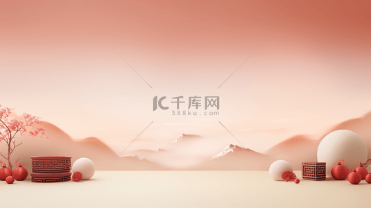 粉色淡雅中国风春节装饰背景12