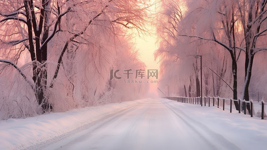 美丽的冬季道路雪景8背景素材