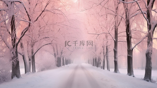 美丽的冬季道路雪景16设计图