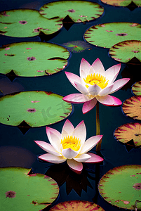 夏日池塘里的荷花盛开着鲜艳花朵图93高清图片