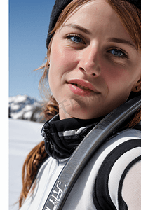 外国女性滑雪场自拍图7摄影图