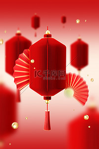 新春简约大气背景图片_新年龙年红色简约大气灯笼背景
