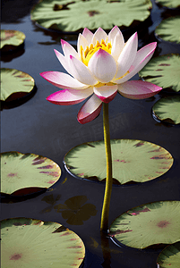 夏日池塘里的荷花盛开着鲜艳花朵图102摄影配图