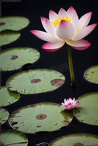 夏日池塘里的荷花盛开着鲜艳花朵图24照片