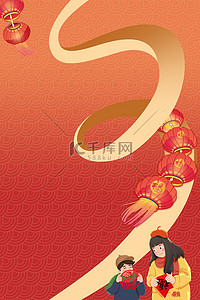 灯笼纹理背景背景图片_中国风新年春节龙年丝带纹理背景