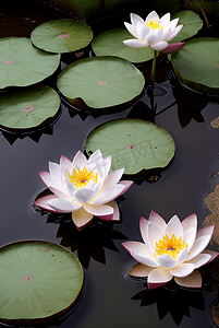 夏日池塘里的荷花盛开着鲜艳花朵图200摄影图