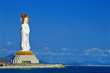 海南三亚南山寺海上观音雕像