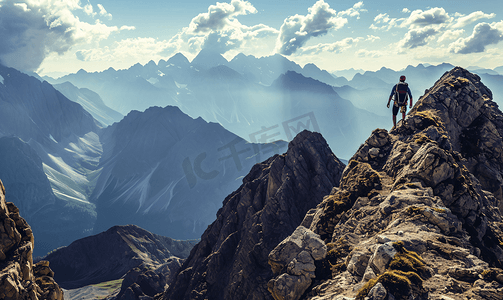 企业文化攀登登山人物站在站顶攀爬励志摄影图5