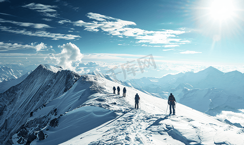 登山团队摄影照片_雪山人物攀爬登山企业文化励志摄影图3