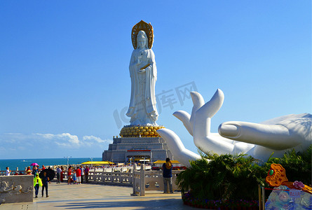 南海诸岛摄影照片_海南三亚南山寺海上观音雕像