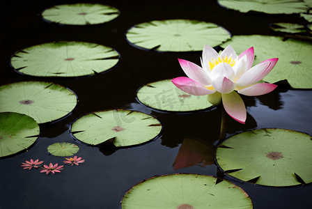 清新荷花摄影照片_水面上的一朵盛开的莲花高清图片18