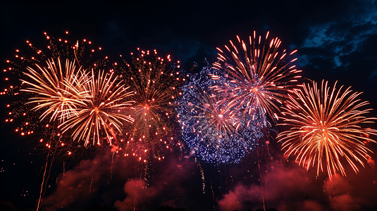 彩色烟花黑夜跨年夜庆祝节日2