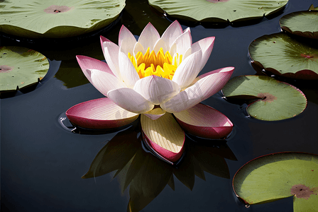 水面上的一朵盛开的莲花高清图片