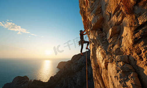 励志登山摄影照片_勇敢无畏的攀登者商务企业文化