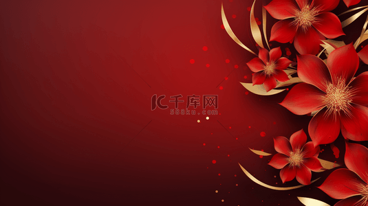 春节装饰金色背景图片_中国红吉祥富贵花朵装饰背景7