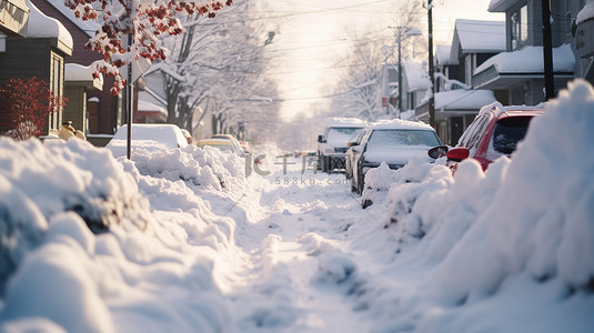 被雪覆盖的街道汽车11背景图片