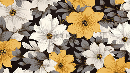 花朵图案黄色和灰色4背景图片