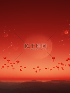 红中国风背景图片_红色春节喜庆灯笼简约背景15