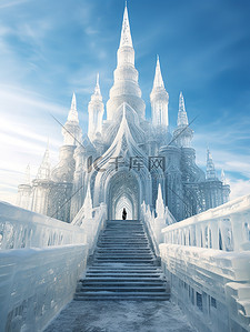 雄伟的冰雕雪城堡9背景素材