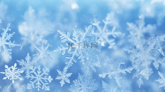 冬季蓝色雪花唯美风景背景图22