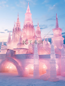 冰雕背景图片_冰块组成的城堡灯光效果13背景图