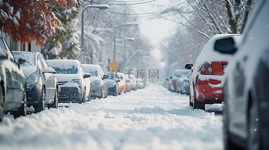 被雪覆盖的街道汽车3设计图