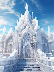 城堡雪背景图片_雄伟的冰雕雪城堡14背景素材