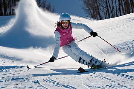 冬季女性摄影照片_冬季雪地滑雪女性照片9