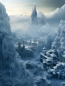 雪景城市背景图片_寒潮极寒冰封的城市10设计图