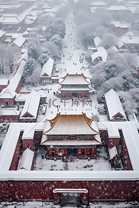 建筑冬天雪景摄影图俯视背景