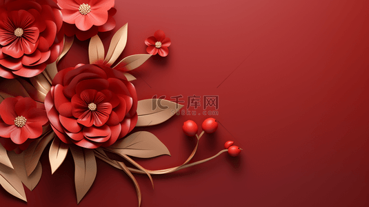 金色花朵背景背景图片_中国红吉祥富贵花朵装饰背景8